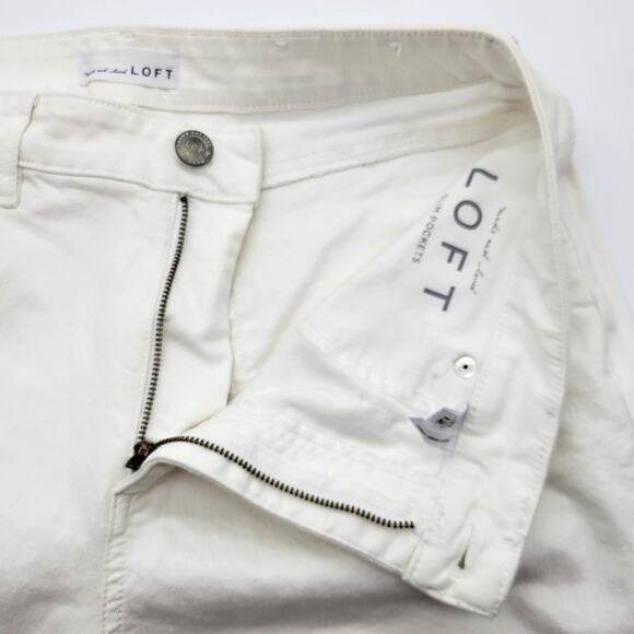 Loft Jeans Women's 31/12 Ivory White High Rise Curvy Skinny Crop Distressed - Picture 4 of 7